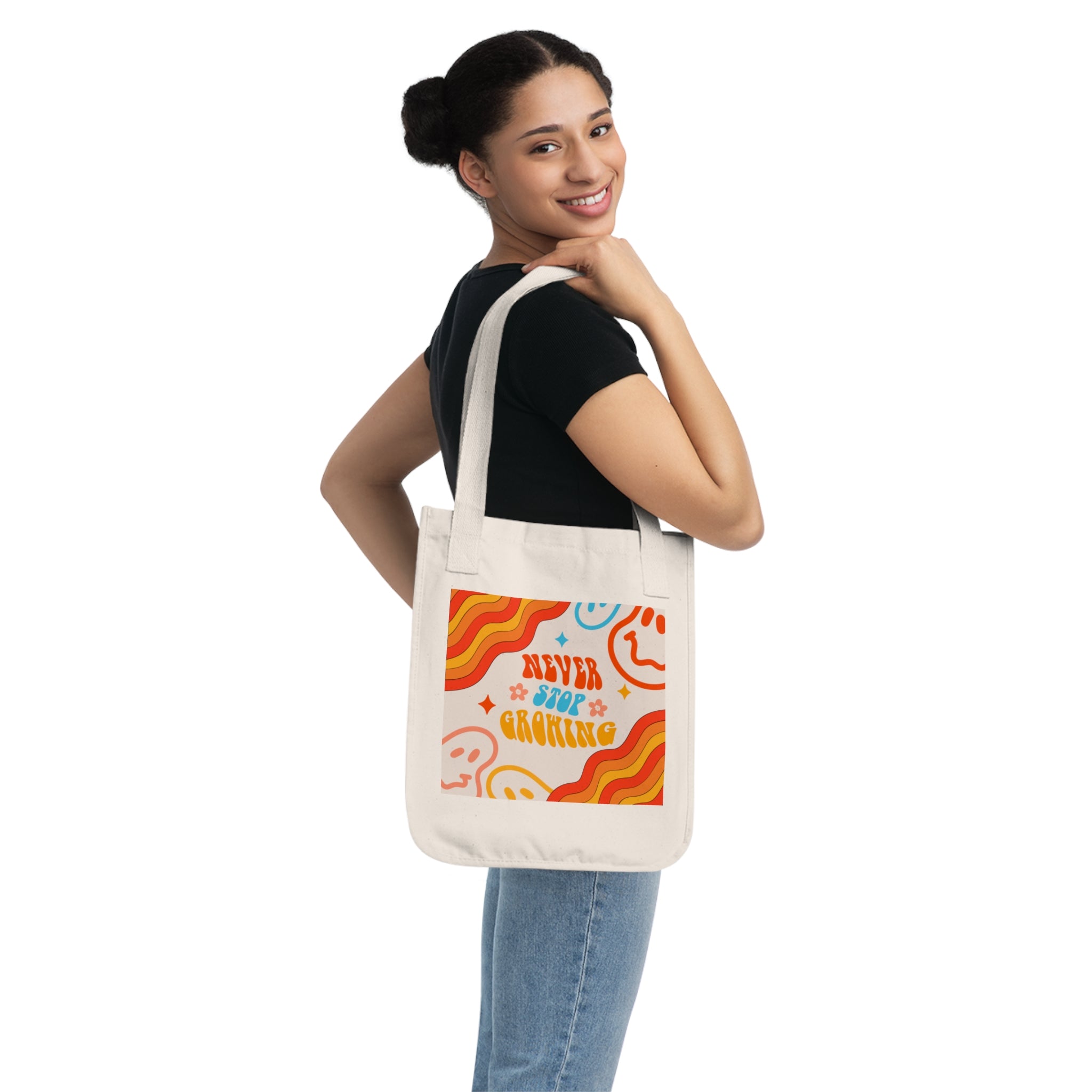 "Never Stop Growing" Canvas Tote Bag